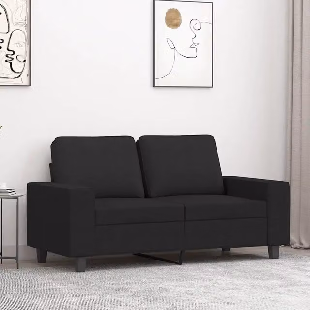 Divano a 2 Posti-Sofa 2 Posti Nero 120 cm in Tessuto 121268