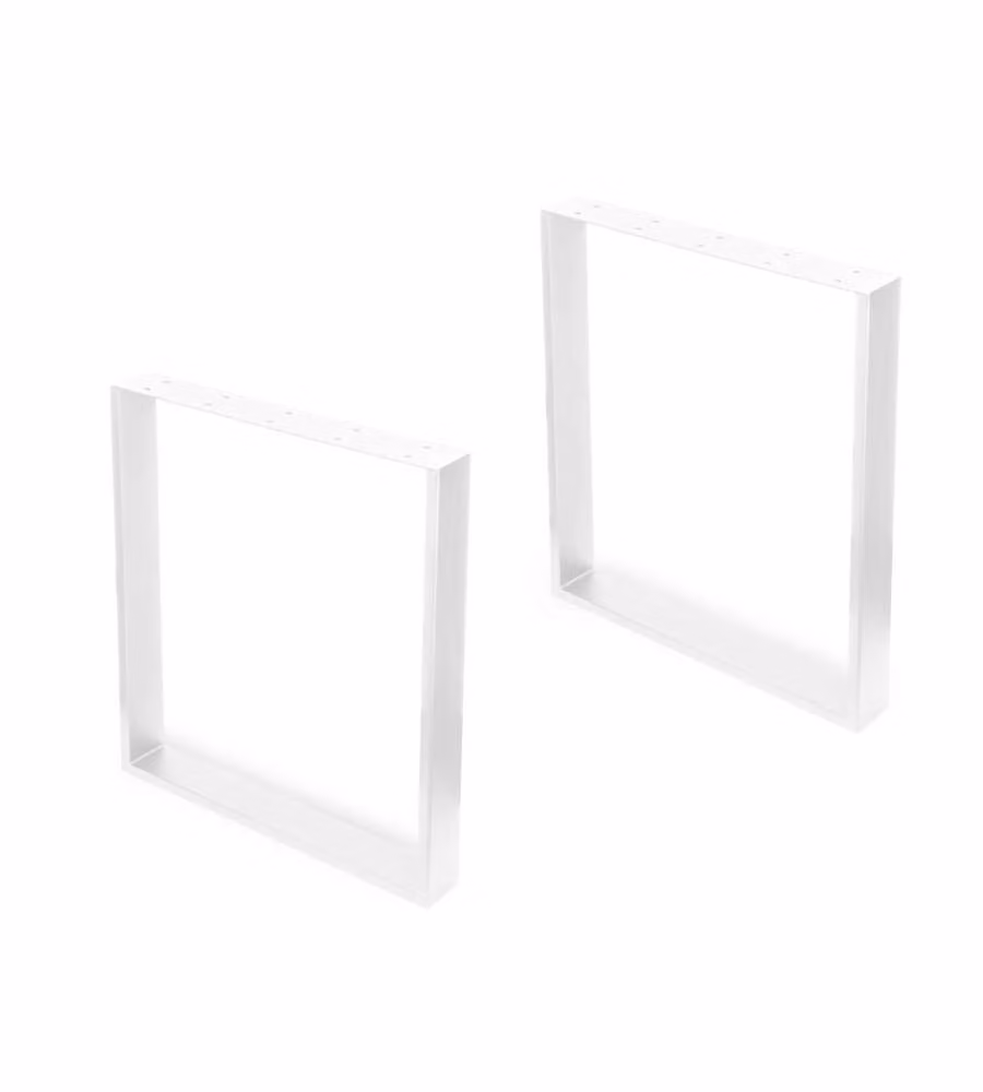 Set di due gambe rettangolari Square Emuca in metallo laccato bianco per tavolo da cucina o sala da pranzo, H: 72 cm, L: 60 cm
