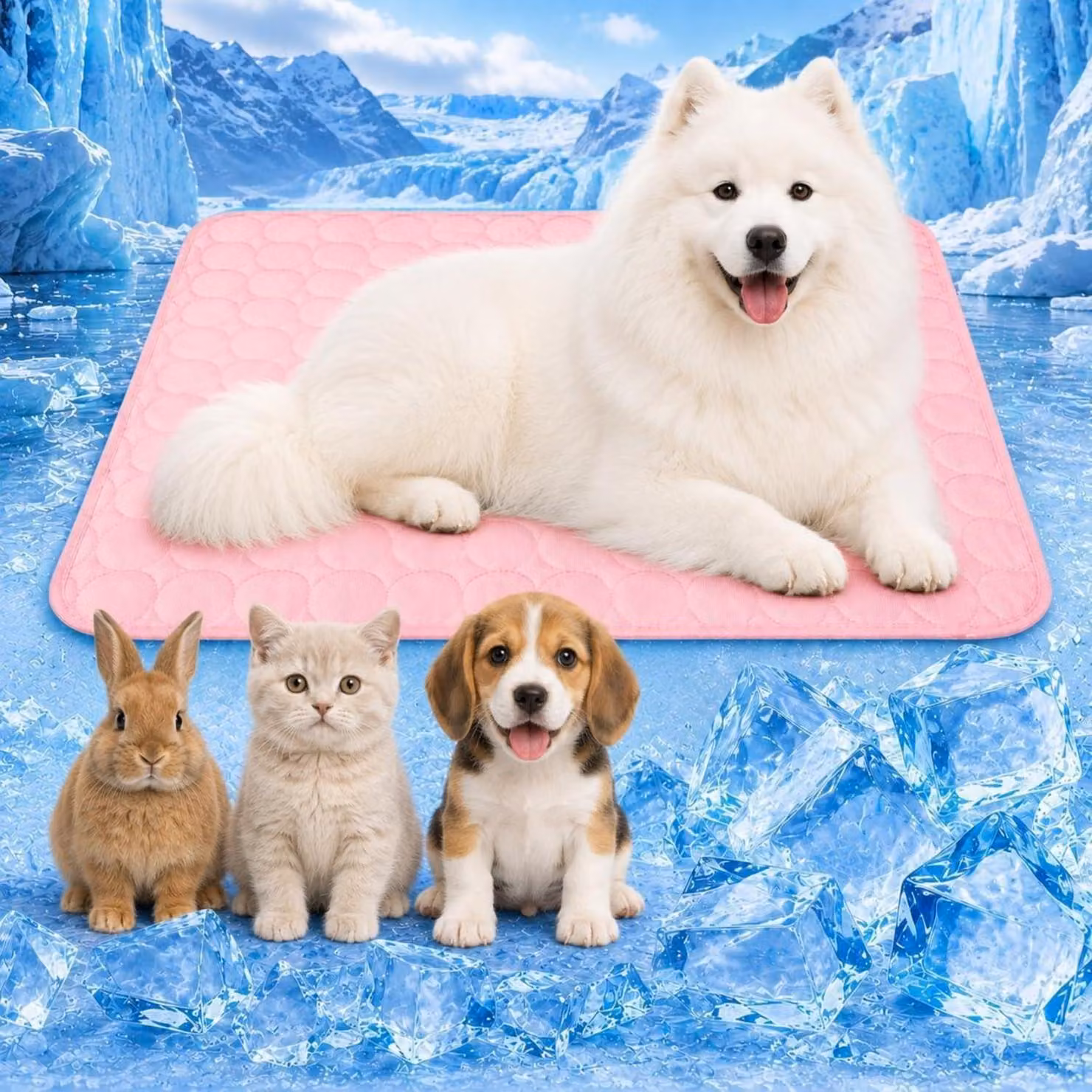 Tappetino refrigerante per cani, 70x55 cm, rosa, ideale per cani di taglia media
