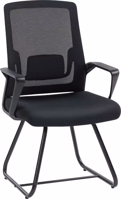 Sedia da ufficio ergonomica HOMCOM con braccioli e base in metallo, nera, ideale per home office e sale d'attesa