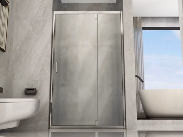 Porta doccia battente con fisso, cristallo 6mm Opaco h190 Doliso Greti Opaco 6mm,110 cm