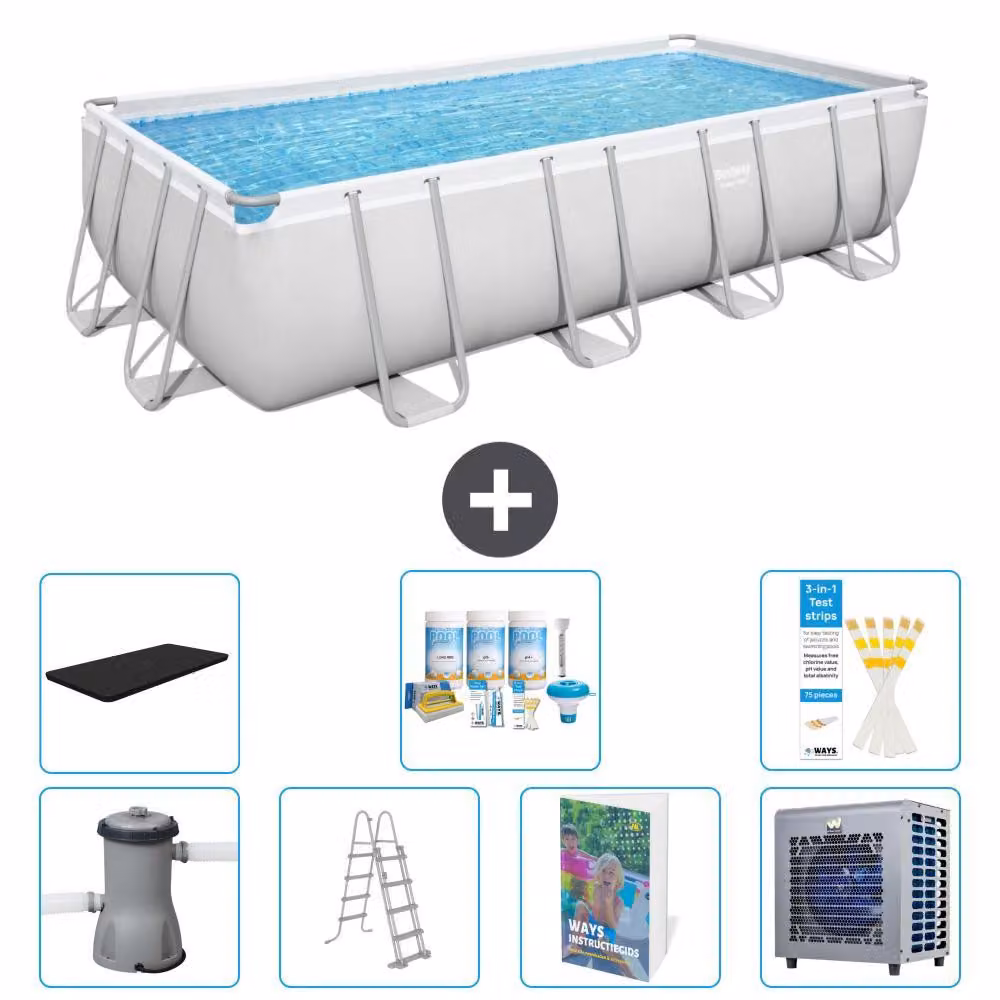Bestway Power Steel, piscina rettangolare - 488x244x122 cm - composta da 6 parti, modello S612