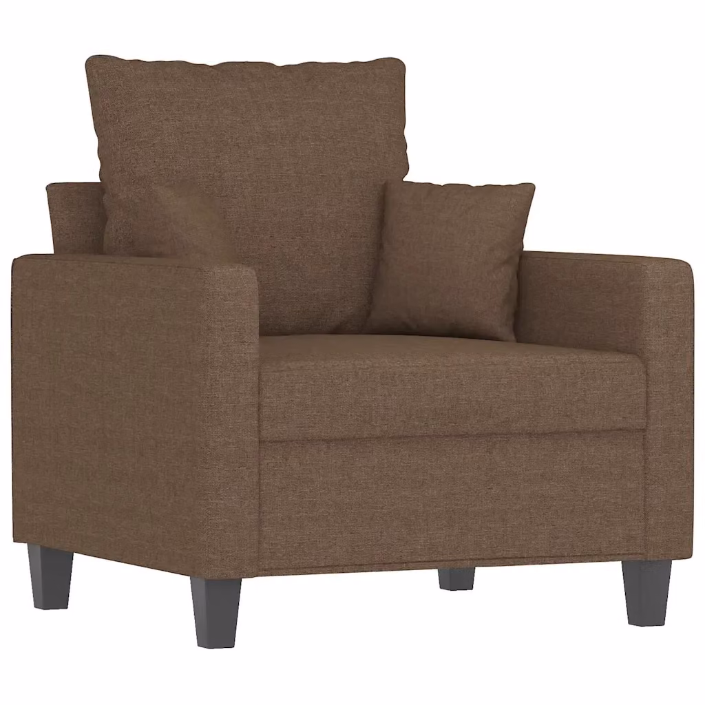 Poltrona Lounge Moderna in Tessuto Marrone con Struttura in Metallo e Braccioli – 2
