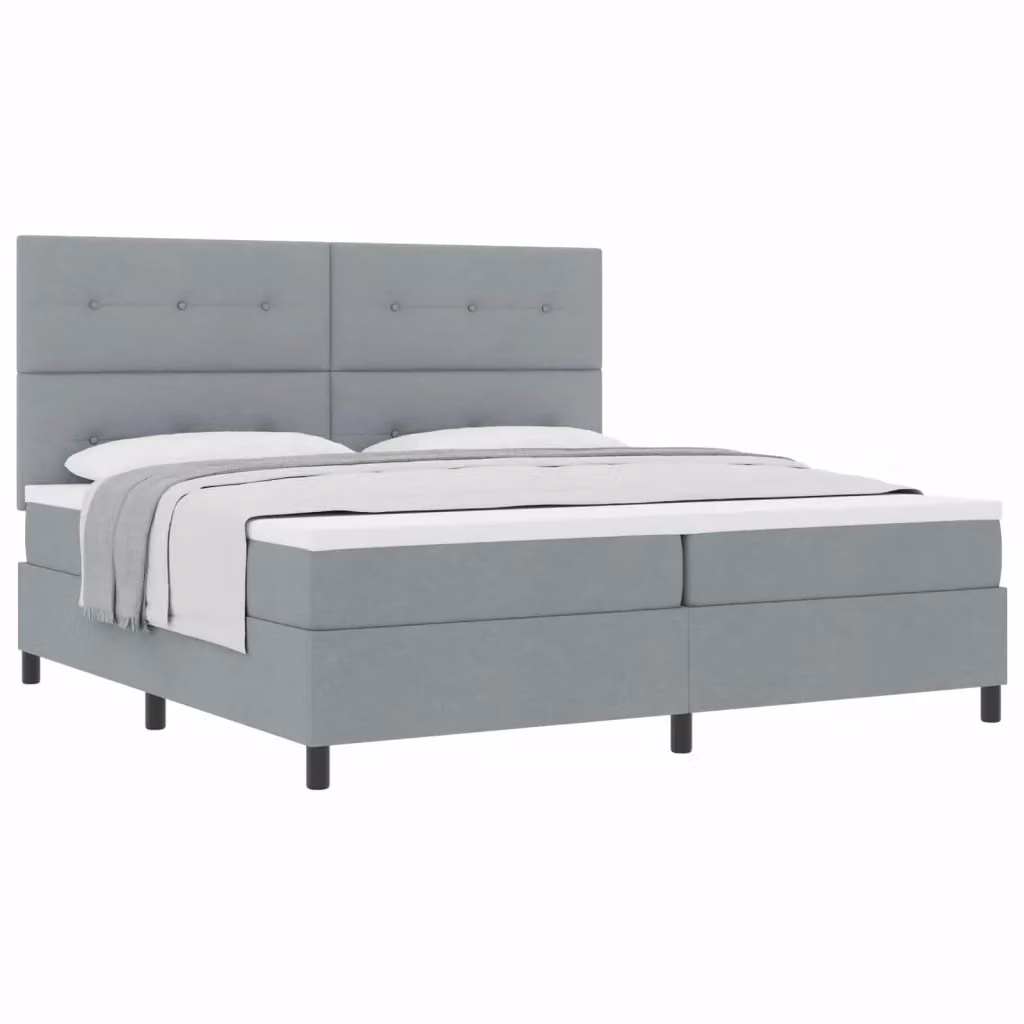 Letto a molle con testiera vidaXL in tessuto grigio L: 200 cm, P: 200 cm, H: 280 cm – 2
