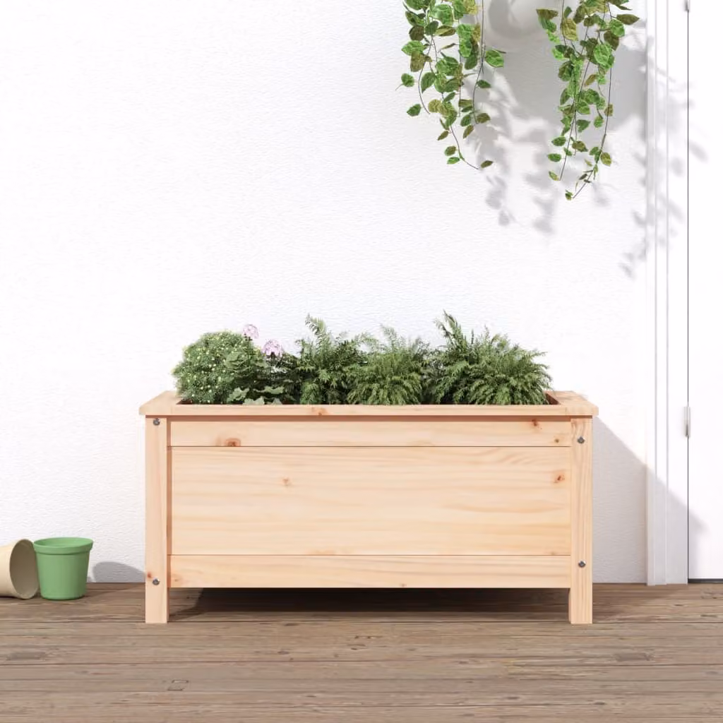 Fioriera da giardino vidaXL in legno di pino massello, colore marrone/beige, L: 82,5 cm, P: 40 cm, H: 39 cm