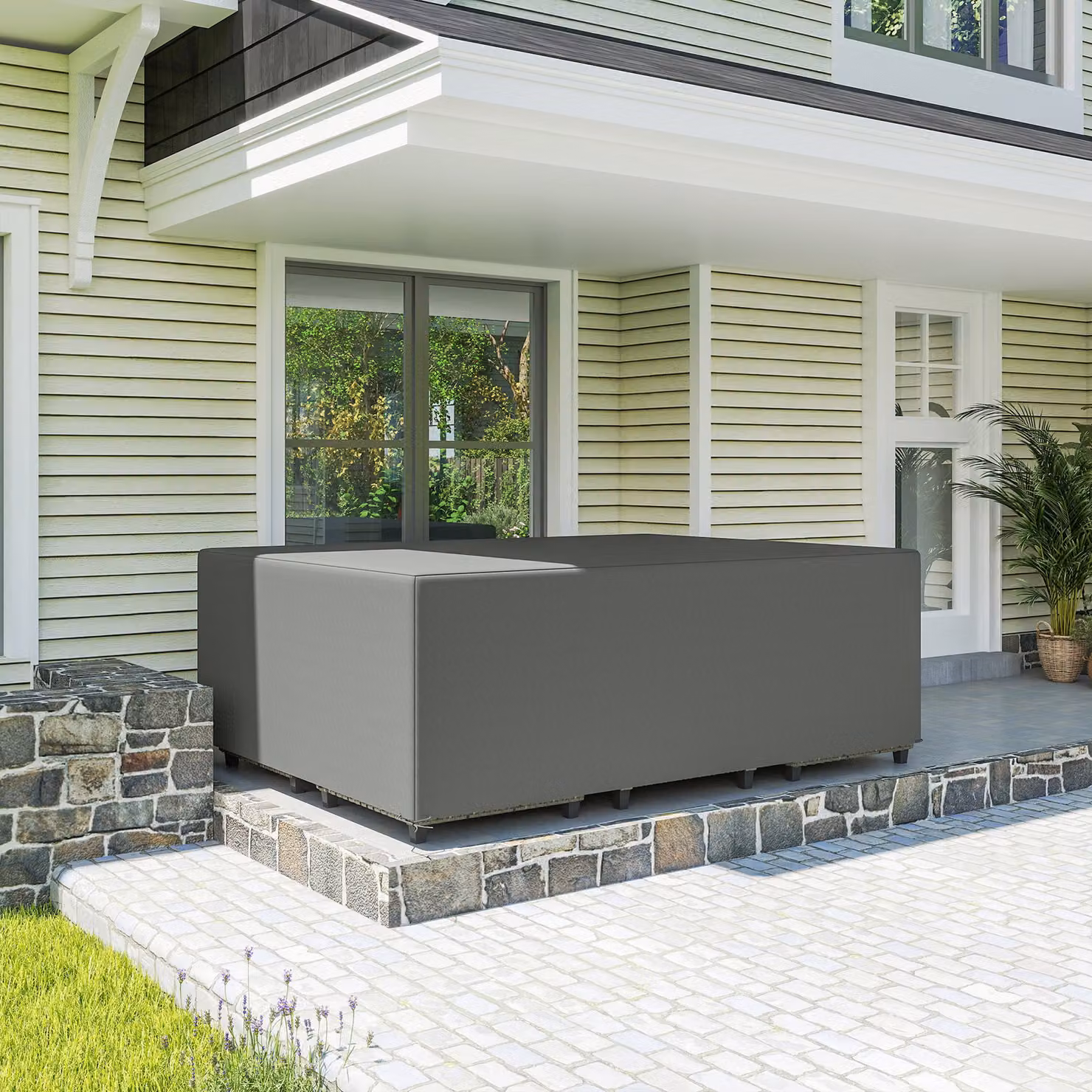Copertura impermeabile e anti-UV per mobili da giardino Outsunny, grigio, L 275 x P 205 x H 90 cm – 2