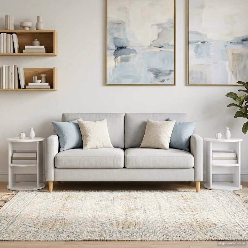 Set di 2 tavolini laterali mobili vidaXL in MDF bianco lucido Ø40 x 50 cm