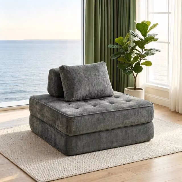 Divano letto pieghevole 2 in 1, autista 1 posto, convertibile in ciniglia, cuscino spesso, zaino e cuscino (solo con 1 divano letto pieghevole)