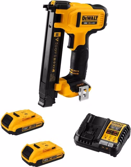 Cucitrice da elettricista DeWalt DCN701D2-SK gialla con 2 batterie da 2,0 Ah e caricabatterie DCB1104