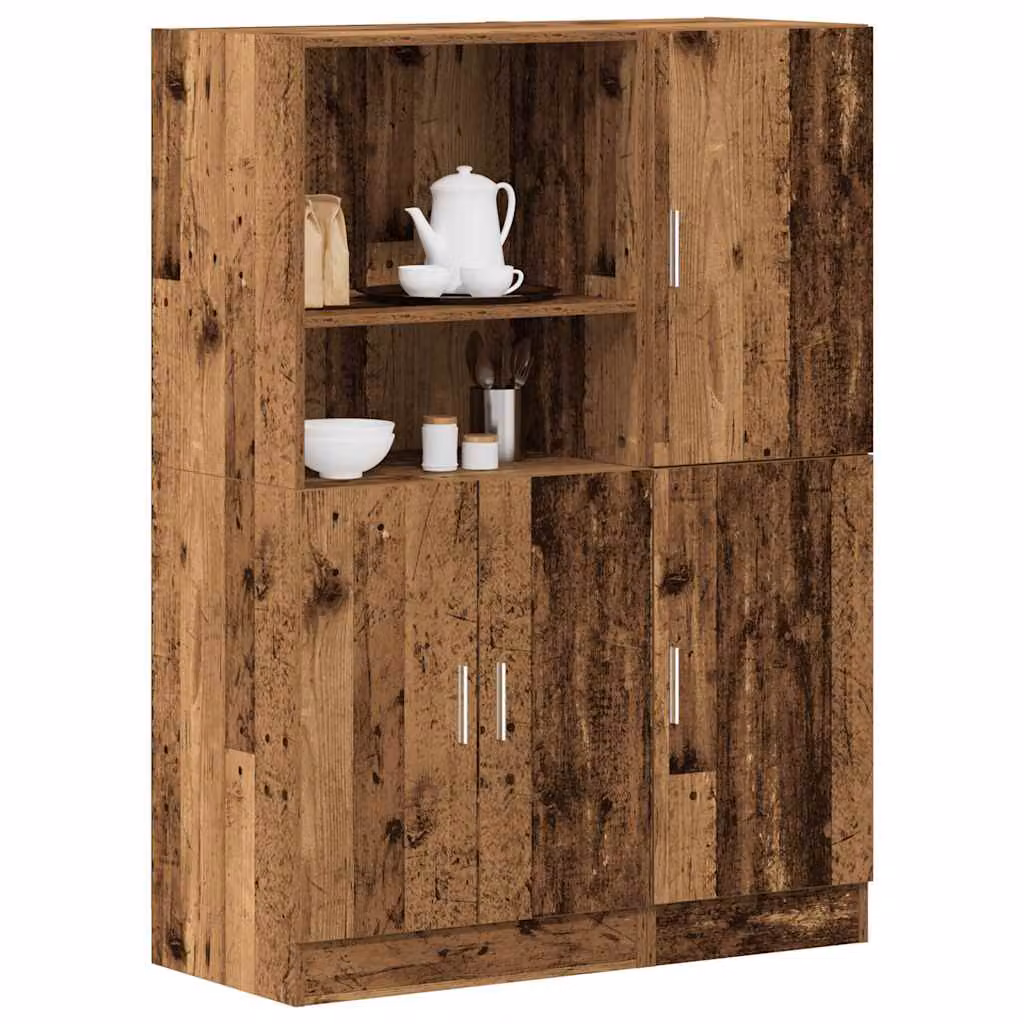 Set di mobili da cucina vidaXL 2 pezzi in legno e MDF colore marrone stile classico con ante a battente e ripiani interni