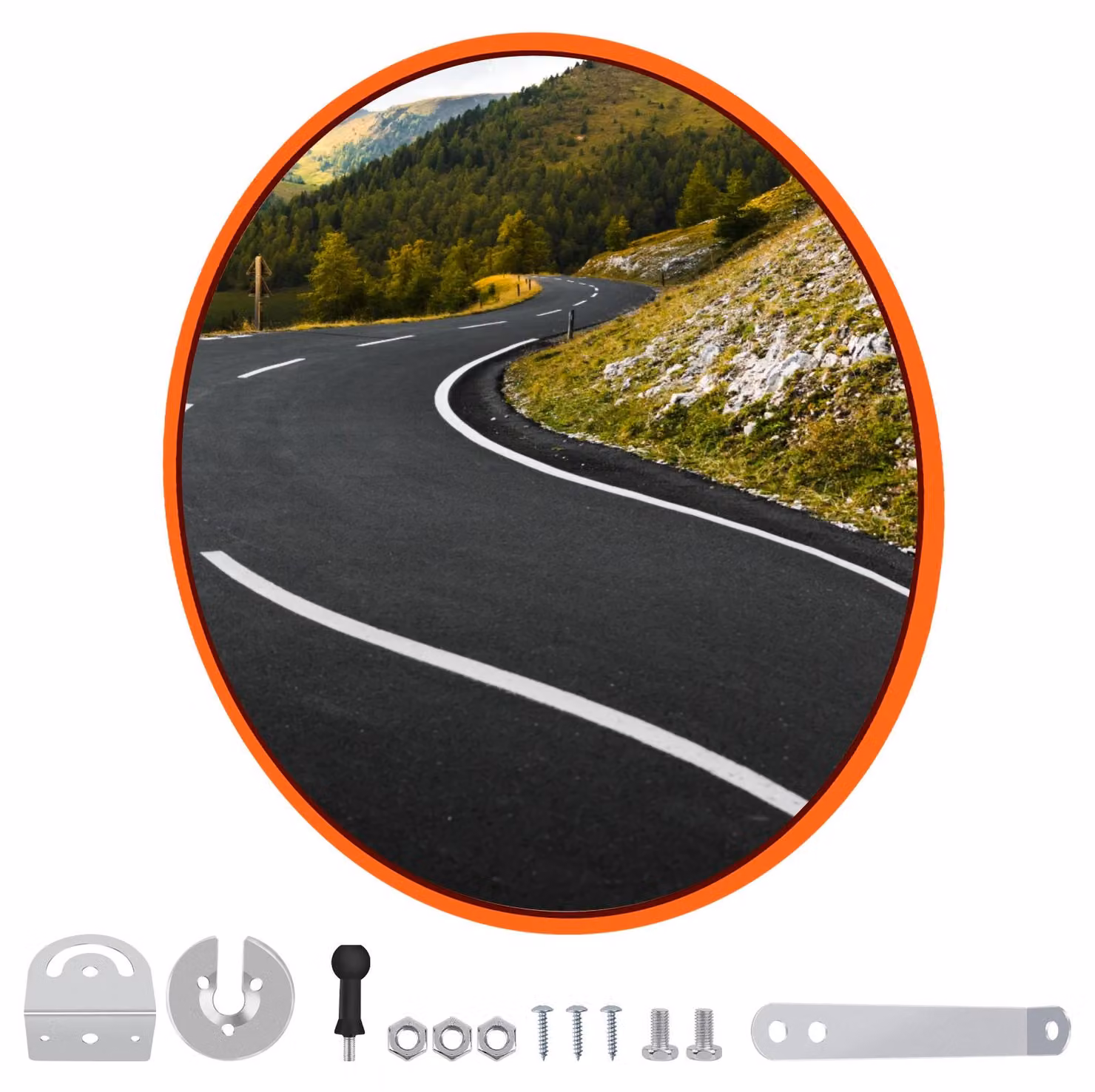 Specchio di sicurezza convesso da 60 cm - Specchio a grandangolo per eliminare gli angoli ciechi - Specchio per strade, ideale per l'ingresso di parcheggi e supermercati - Completo di supporto