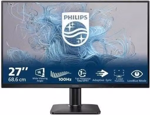 Monitor Philips 27E2N1100L, schermo da 27 pollici, risoluzione Full HD (1920x1080), frequenza di aggiornamento 100Hz, pannello VA, tempo di risposta 1ms, tecnologia Adaptive Sync