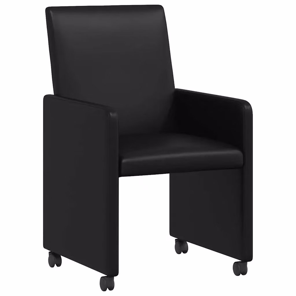 Set di 2 sedie da pranzo vidaXL con ruote in pelle sintetica nera, L: 57 cm, P: 66 cm, H: 94 cm – 2