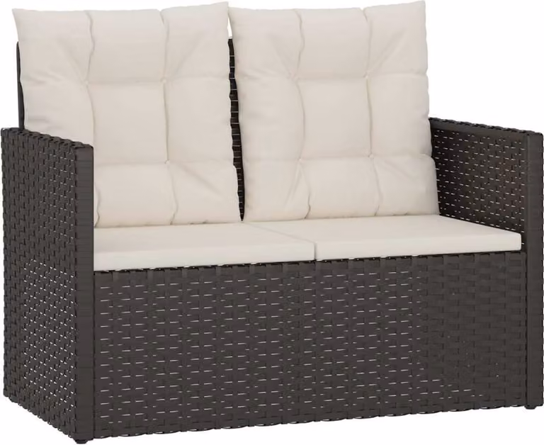 Panca da Giardino con Cuscini Nera 105 cm in Polyrattan