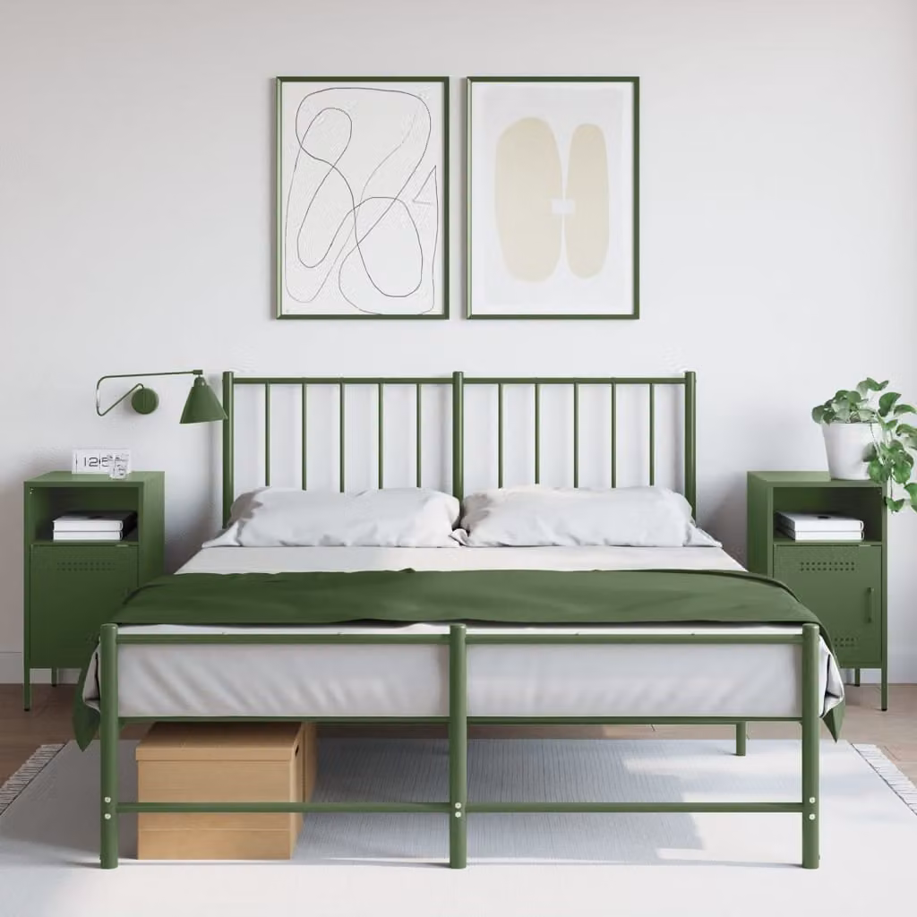 Set di 2 comodini vidaXL in metallo verde oliva opaco L/P/H: 36 x 39 x 68 cm