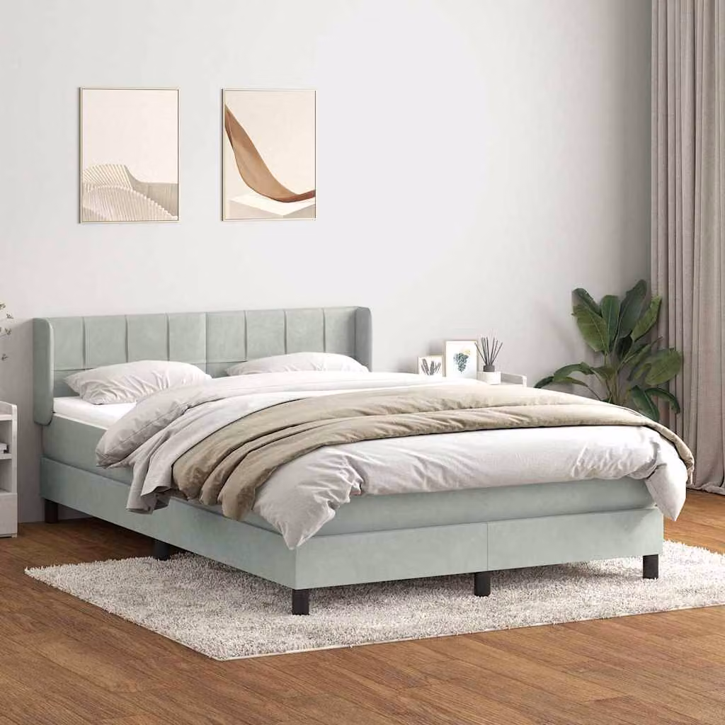 Maison Exclusive - Letto boxspring con materasso grigio chiaro 160x210 cm velluto