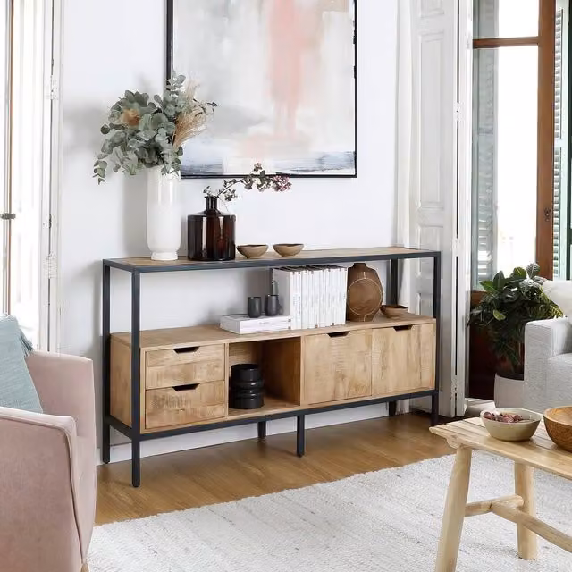 Boston credenza in legno massiccio di mango e metallo