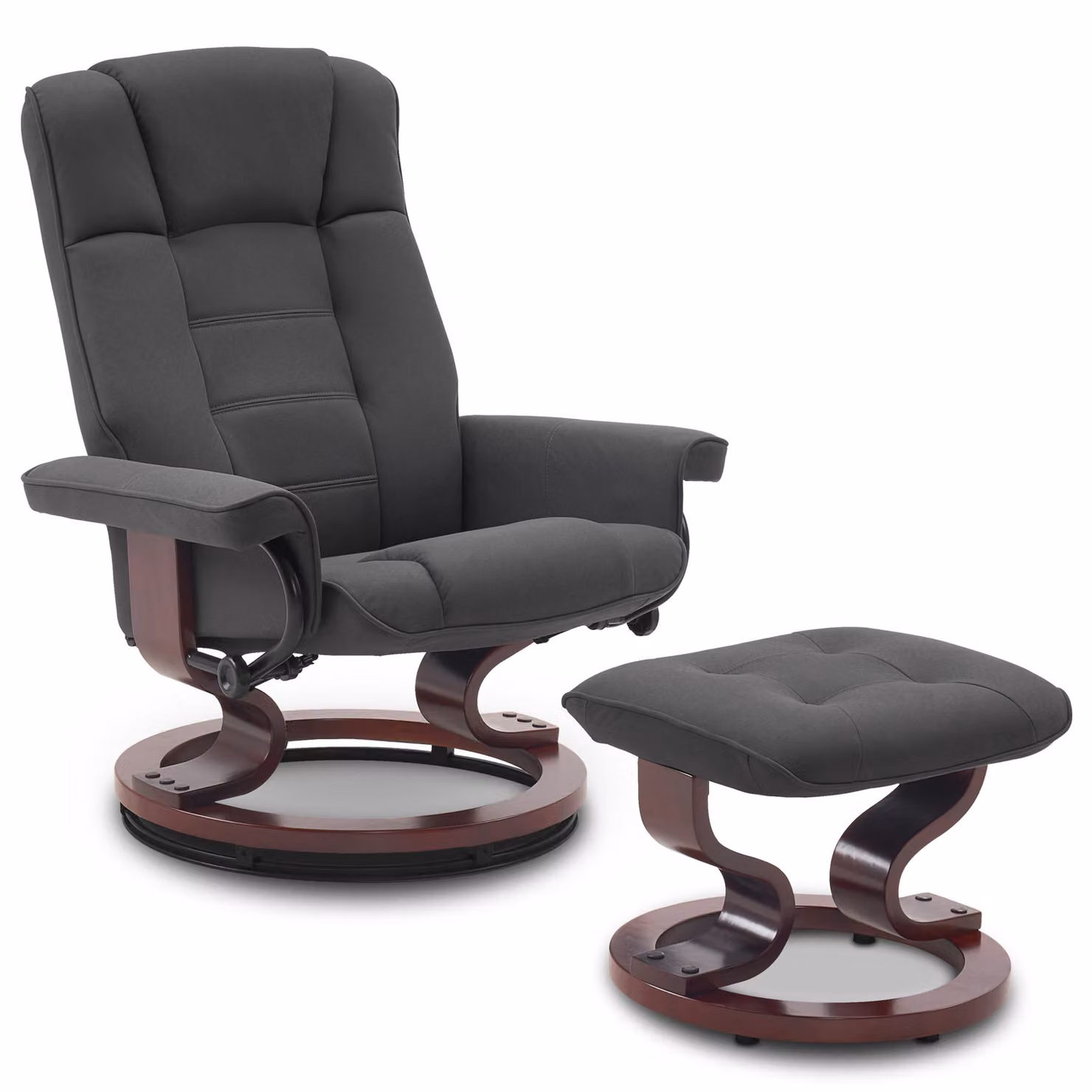 MCombo poltrona reclinabile con sgabello, poltrona TV girevole a 360° con funzione reclinabile, poltrona TV, poltrona reclinabile moderna per soggiorno, Pelle finta, 9019MB