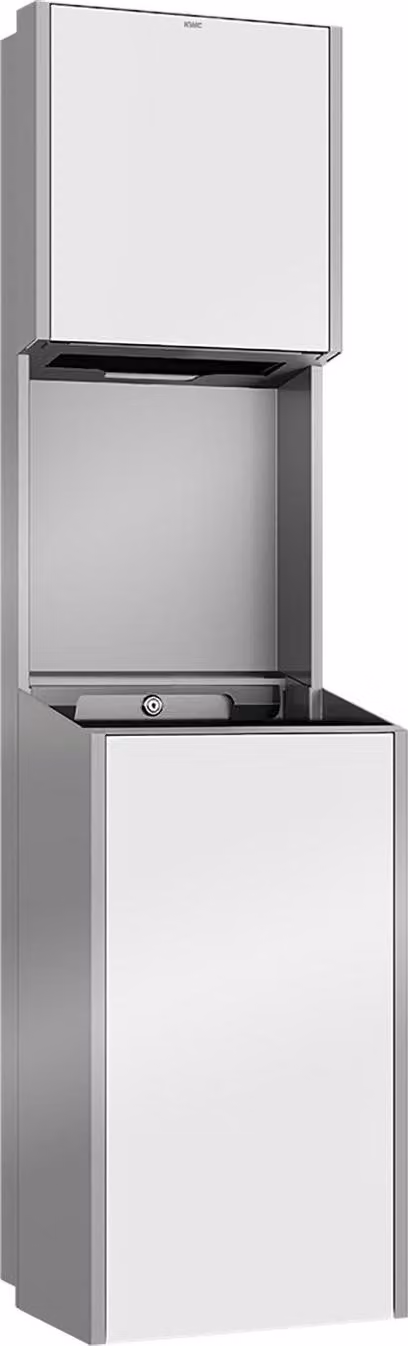 KWC AR combinazione carta-spazzatura, EXOS, acciaio inox, incasso, 304x1166x251 mm, frontale ESG bianco