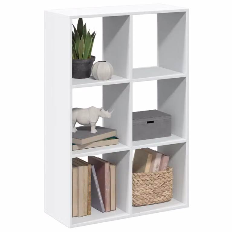 Libreria Divisorio Moderna vidaXL Bianca in MDF con Design Geometrico L: 69,5 cm, P: 29 cm, H: 103,5 cm