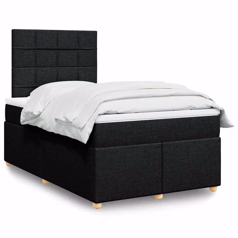vidaXL Letto Ibrido con Materasso Nero e Struttura in Legno e Tessuto L: 120 cm, P: 200 cm, H: 150,5 cm