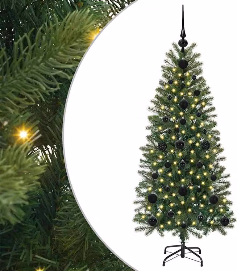 Albero di Natale artificiale con 150 LED Verde 120 cm PE e PVC