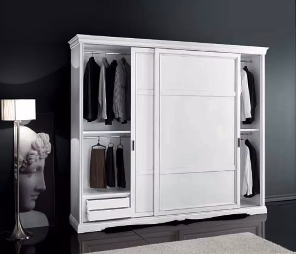 Armadio moderno con 2 porte scorrevoli in legno di frassino bianco Mobili 2G L/P/H: 284 x 65 x 248 cm – 3