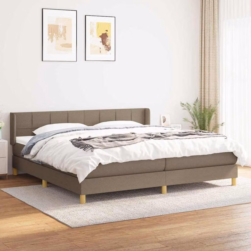 Letto Ibrido vidaXL con Giroletto a Molle e Materasso a Tasche, Colore Tortora/Grigio, L/P/H: 200 x 200 x 88 cm