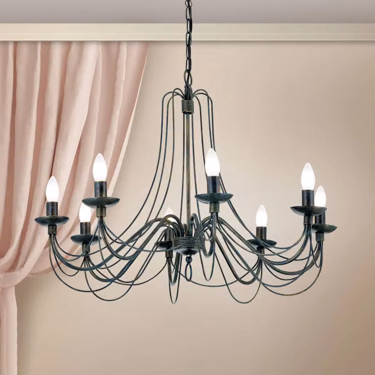 ORION Lampadario a soffitto CLARA, dimmerabile, Nero, Soggiorno / Sala da pranzo, Metallo, Antico, Lampadario