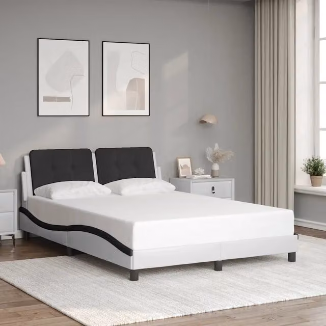 Giroletto senza Materasso-Struttura Letto Zadar Nero e Bianco 120x200 cm in Similpelle 401928