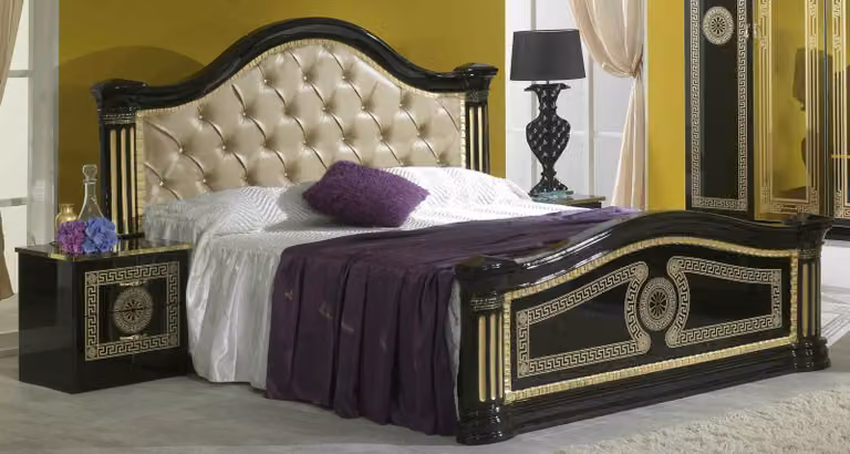 Chesterfield Bett Lederbett Polsterbett Schlafzimmer Ehebett Betten 180x200cm