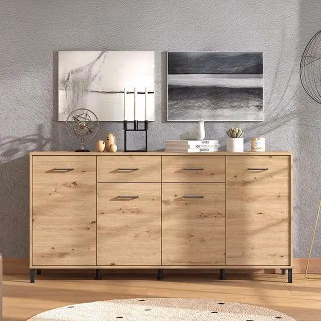 Madia Grondona DMORA con 2 cassetti in rovere nodi marrone L: 183 cm, P: 40 cm, H: 90 cm