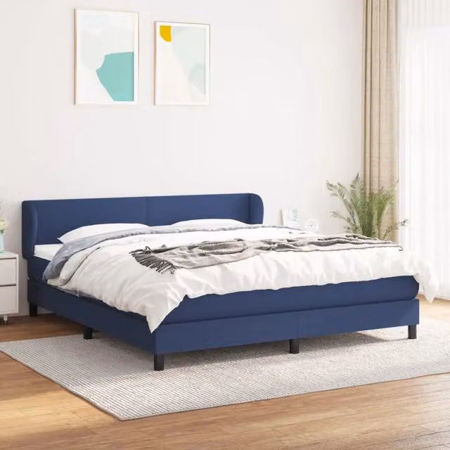 Letto Ibrido vidaXL con Giroletto a Molle e Materasso Blu e Bianco L/P: 180 x 200 cm