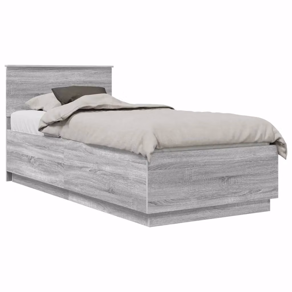 Struttura del letto con testiera vidaXL in legno ingegnerizzato Grigio opaco L: 70 cm, H: 210 cm, P: 190 cm – 2