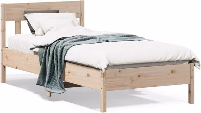 Letto singolo senza materasso vidaXL in legno massello di pino naturale stile rustico L/P/H: 205.5 x 90 x 81 cm