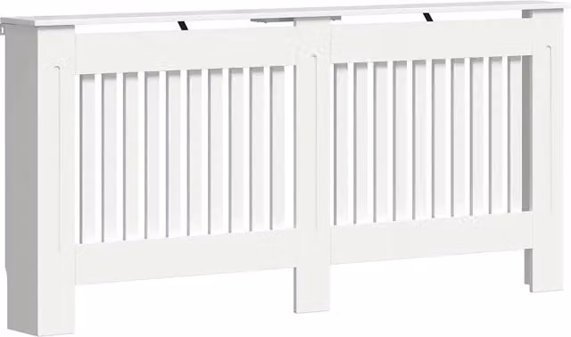 Copritirtermos moderno 172 x 19 x 81 cm portaoggetti sicuro design a doghe verticali in legno bianco 02_0053135
