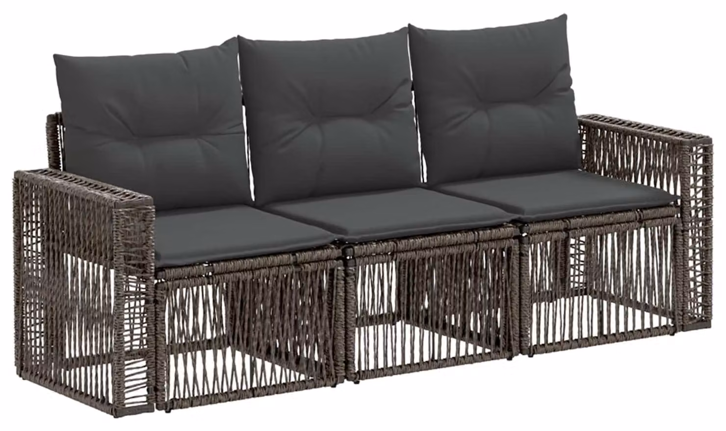 Tre divani da giardino, colore grigio chiaro e grigio scuro, in rattan sintetico
