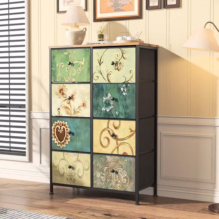 CDGlobal cassettiera, 8 cassetti in tessuto con maniglie, mobile contenitore, cassettiera, armadio, struttura in metallo, cassettiera in tessuto per camera da letto, per soggiorno, corridoio, ufficio