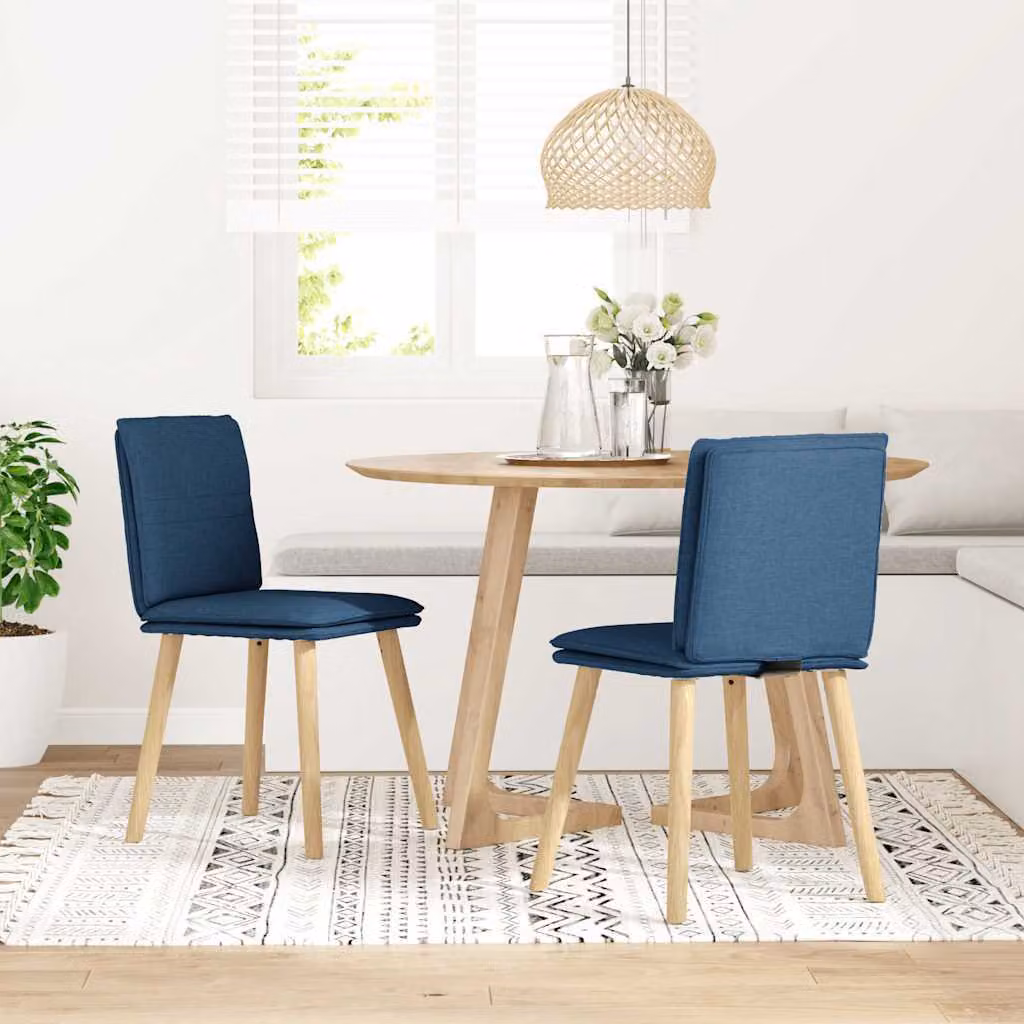 Sedie da Pranzo 2 pz Blu in Tessuto