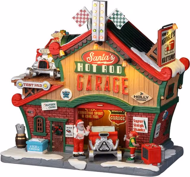 Decorazione natalizia Lemax Garage di Babbo Natale multicolore per tavolo