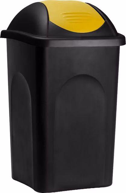 Pattumiera con coperchio swing Stefanplast in plastica multicolore nero e giallo da 60 l