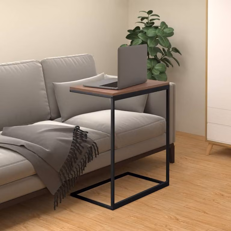 The Living Store tavolino nero 55x35x66 cm in materiale ligneo