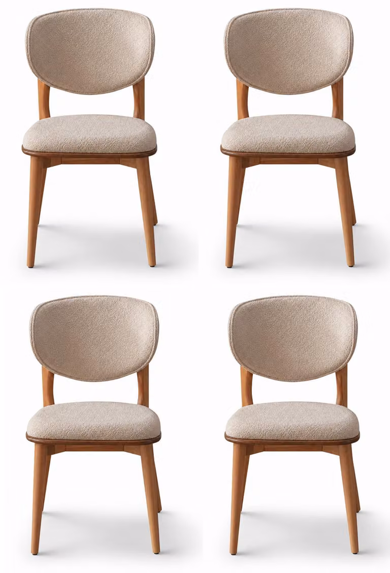 4 sedie da schienale moderne, color beige, dal design elegante e raffinato