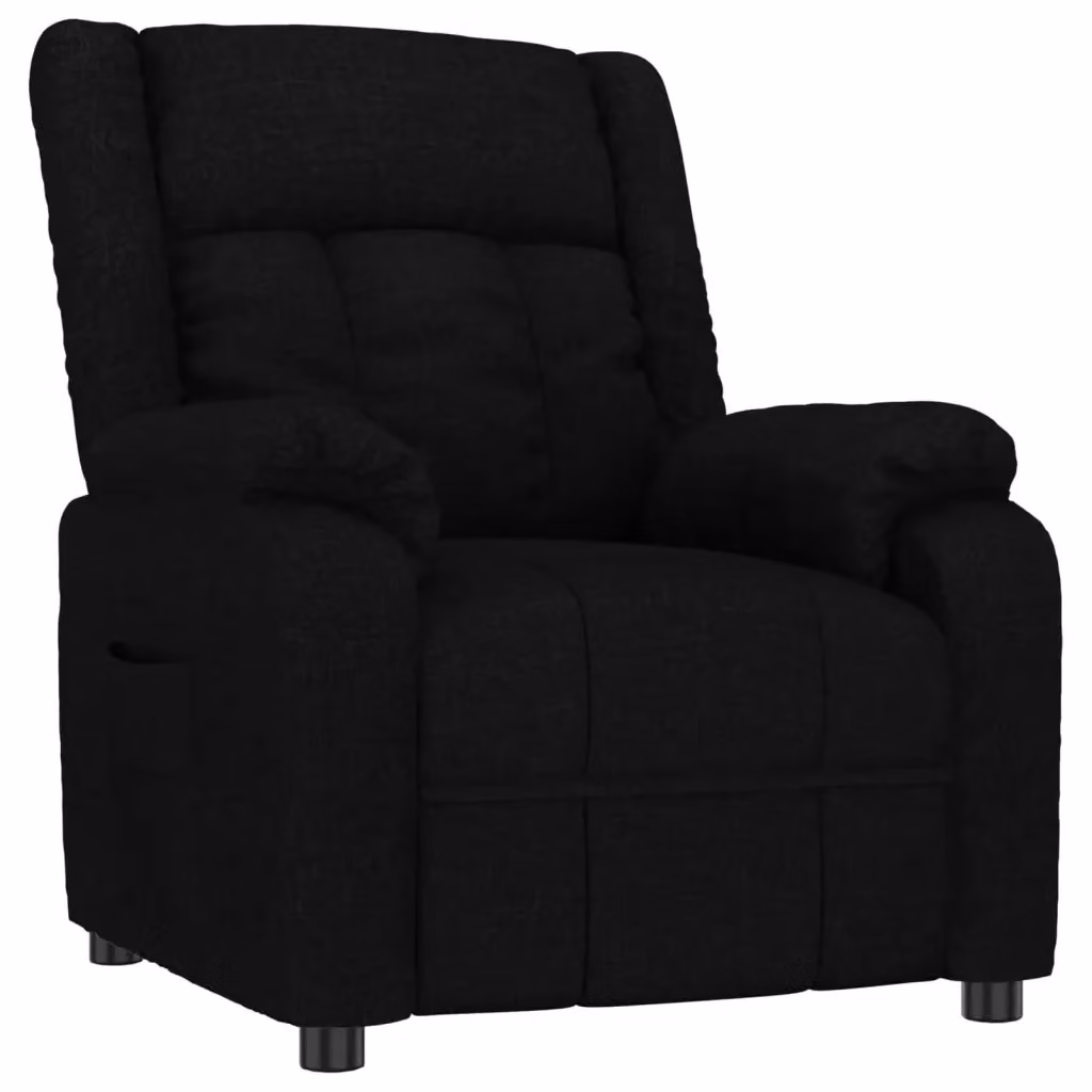 Poltrona Reclinabile Relax vidaXL in Tessuto Nero con Braccioli e Regolazione Manuale – 2