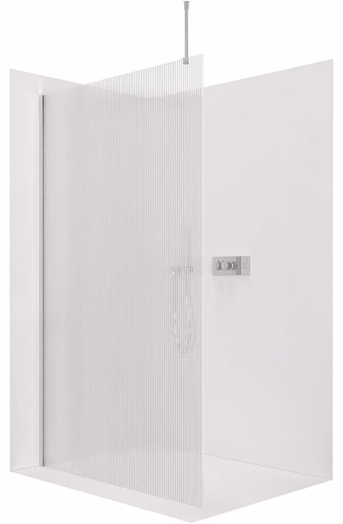 Pannello doccia angolare Walk-in Onyx Top Round, 8 mm, montaggio a sinistra/destra, colonna rotonda, cromo, vetro smerigliato, 160x200 cm