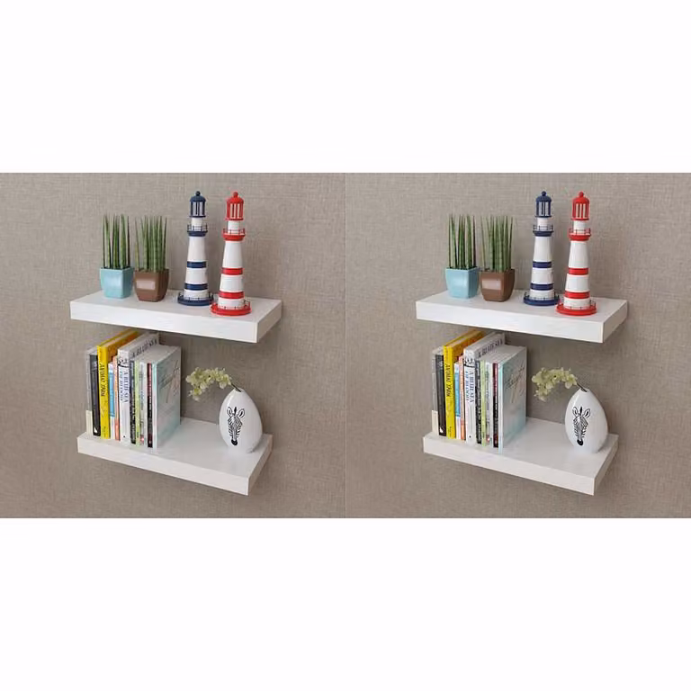 Set di 4 mensole a parete vidaXL in MDF bianche opache, Larghezza: 40 cm