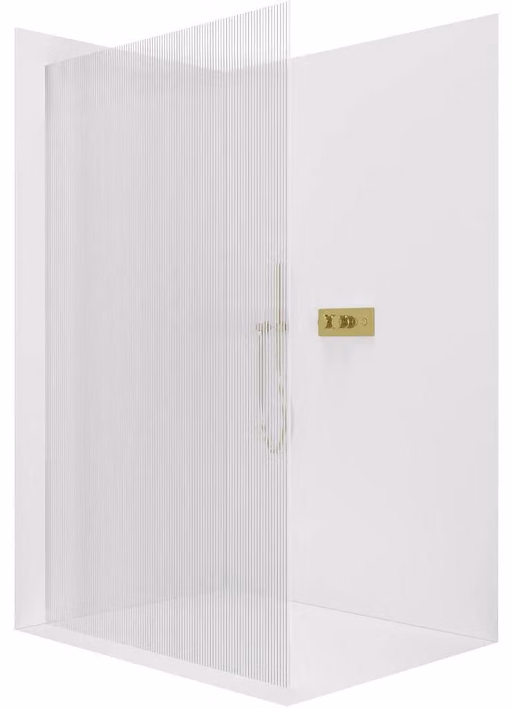 CERANO - Box doccia Walk-in Crystal L/P - 8 mm - sistema senza montanti - vetro dorato rigato - 50x200 cm