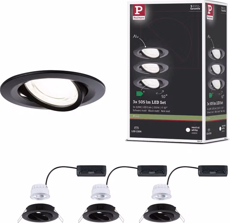 Paulmann Luce da incasso a LED Nova set da 3
