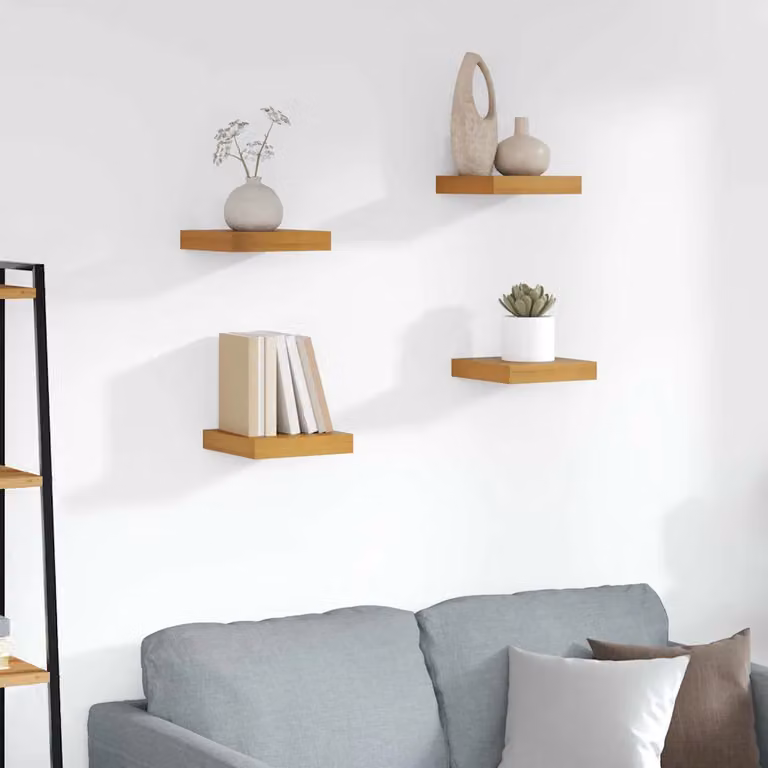 Set di 4 Scaffali da Parete vidaXL in Legno Marrone L: 23 cm, P: 23,5 cm, H: 3,8 cm