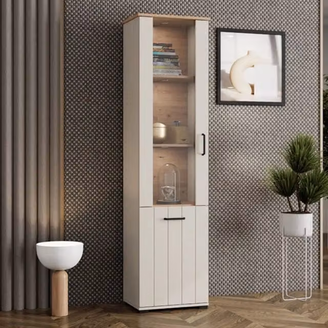 Mobile Espositore Entrac, Vetrina 4 Ripiani, 50x36x191h cm Bianco Crema